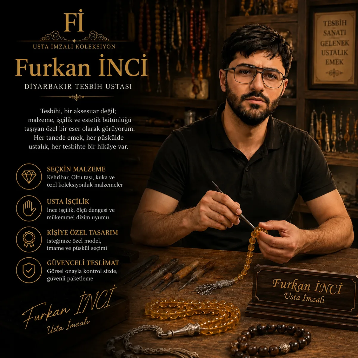 Furkan İnci usta imzalı tesbih koleksiyonu
