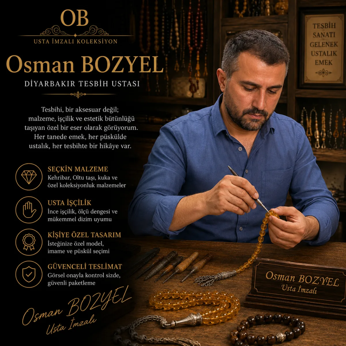 Osman Bozyel usta imzalı tesbih koleksiyonu